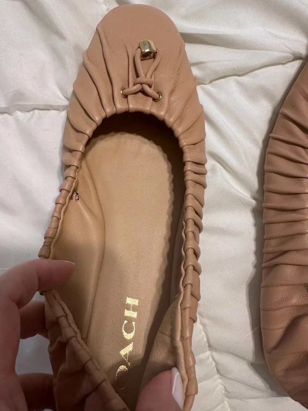 Coach Eleanor Ballet Flats - New Nude Pink - Women's Leather Flats Shoes